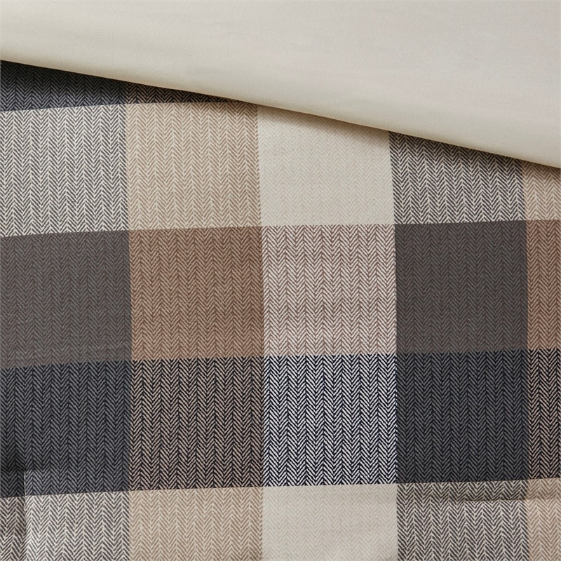 Madison Park Ridge 7 Piece Herringbone Comforter Set in Neutral