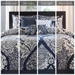 Madison Park Vienna 7 Piece Cotton Printed Comforter Set in Indigo