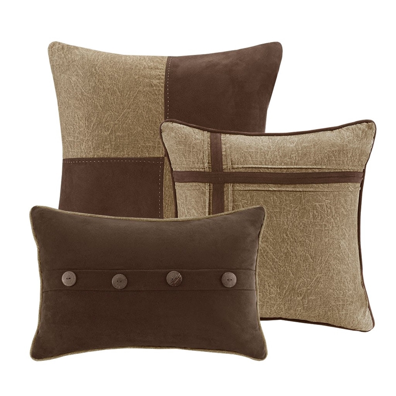 Madison Park Boone 7 Piece Faux Suede Comforter Set in Brown