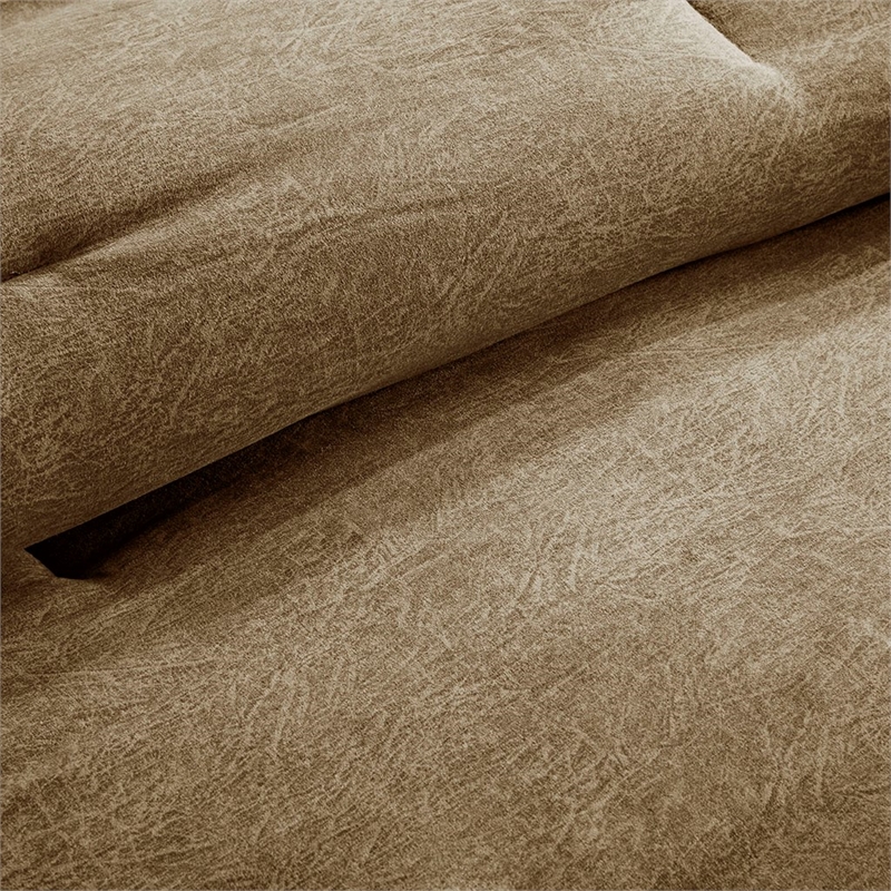 Madison Park Boone 7 Piece Faux Suede Comforter Set in Brown