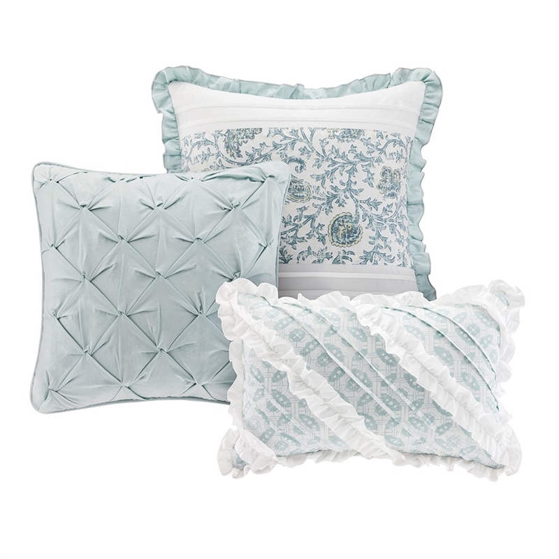 Madison Park Dawn 9 Piece Cotton Percale Comforter Set in Blue