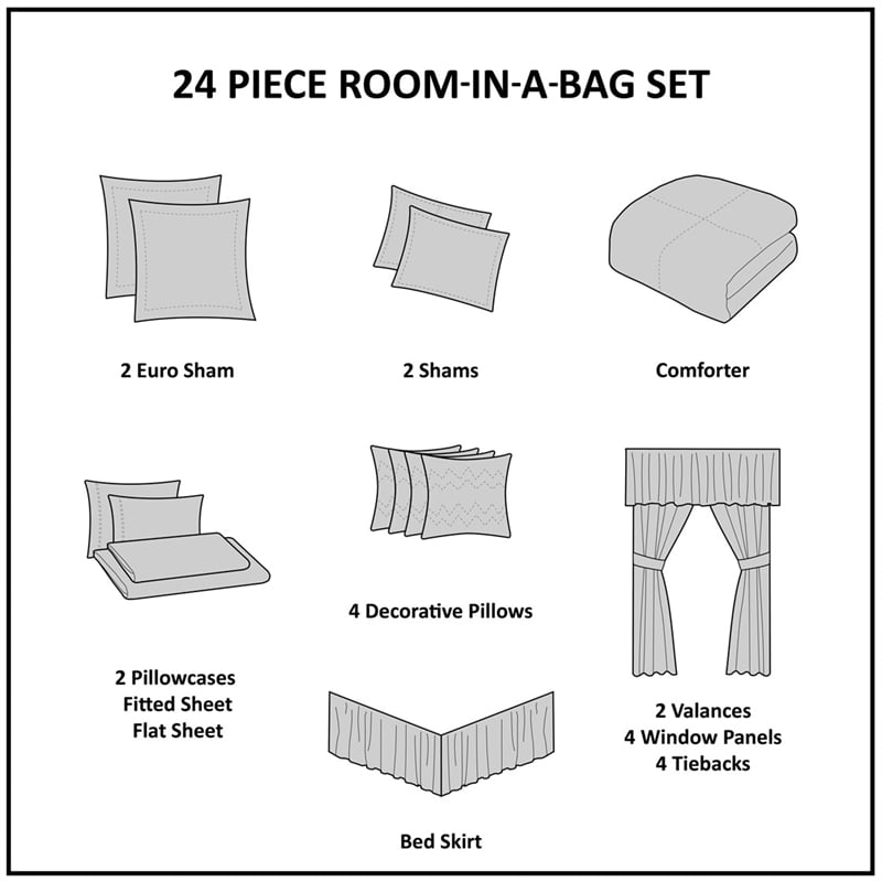 Madison Park Essentials Brystol 24 Piece Room in a Bag in Blue