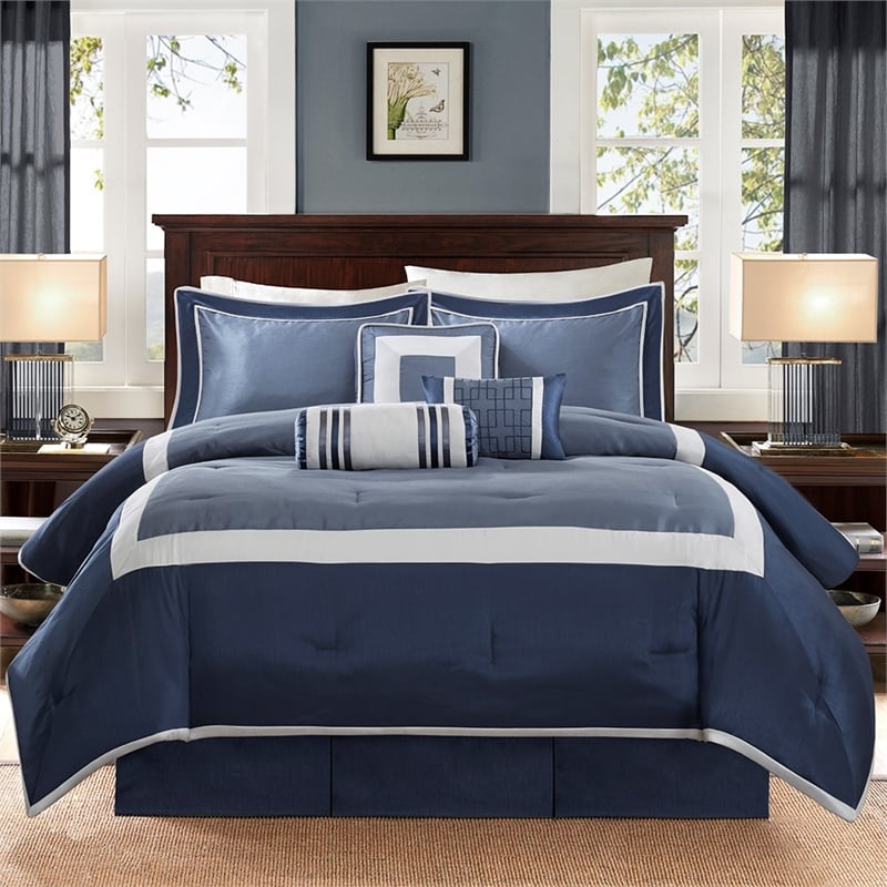 Madison Park Genevieve 7 Piece Comforter Set in Navy
