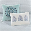 Madison Park Isla 8 Piece Cotton Floral Printed Reversible Comforter Set in Blue