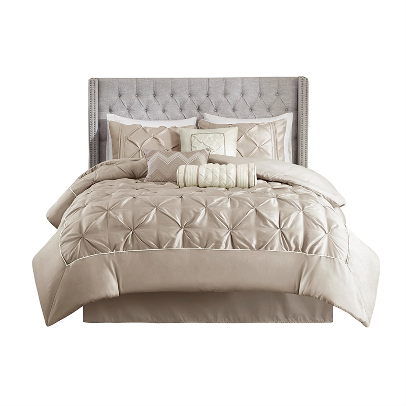 Madison Park Laurel 7 Piece Tufted Comforter Set in Taupe