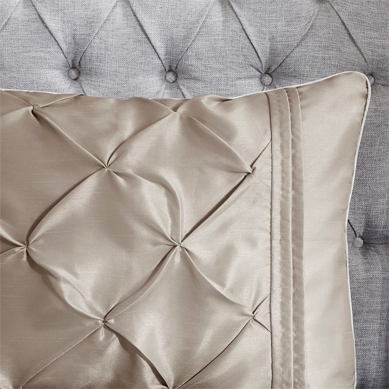 Madison Park Laurel 7 Piece Tufted Comforter Set in Taupe