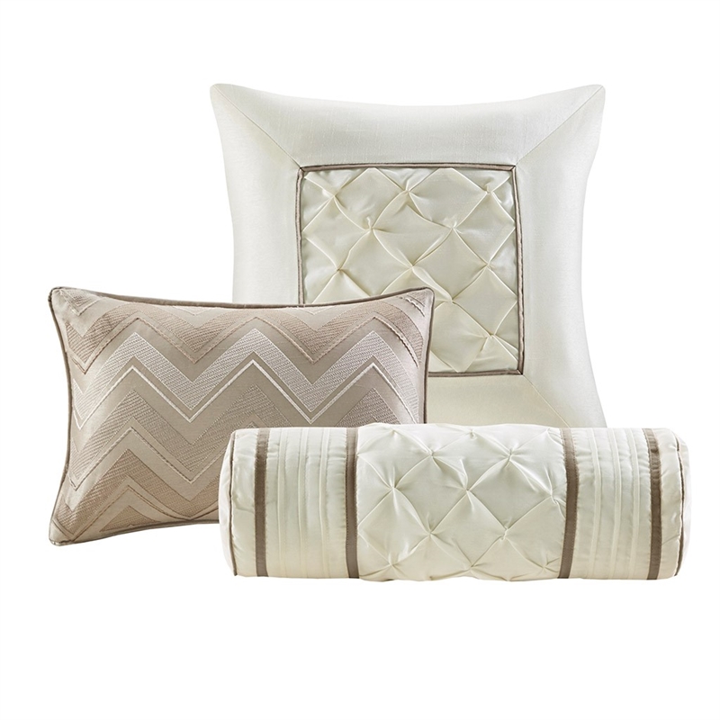 Madison Park Laurel 7 Piece Tufted Comforter Set in Taupe