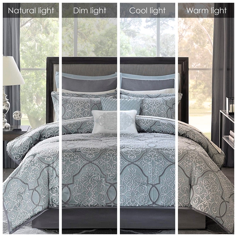 Madison Park Lavine 12 Piece Complete Bed Set in Blue
