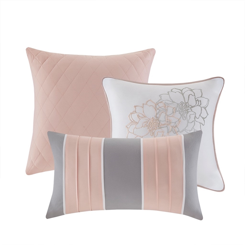 Madison Park Lola Comforter Set in Grey/Blush