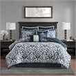 Madison Park Odette 8 Piece Jacquard Comforter Set in Navy