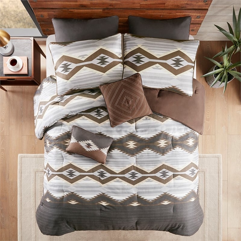 Woolrich Bitter Creek Oversized Comforter Set in Grey/Brown