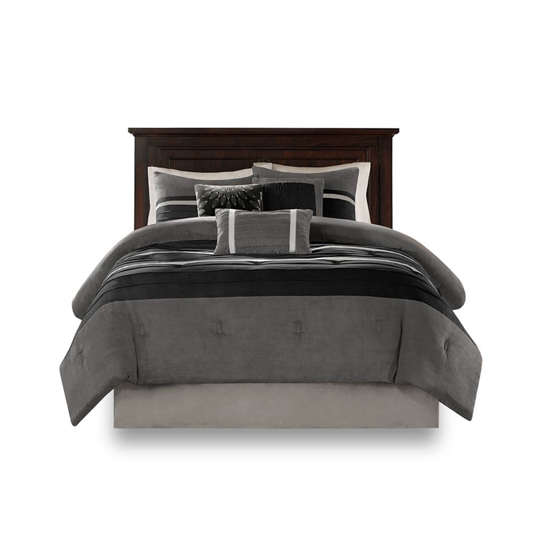 Madison Park Palmer 7 Piece Comforter Set in Black