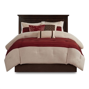 Madison Park Palmer 7 Piece Comforter Set in Red