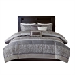 Madison Park Rhapsody 7 Piece Jacquard Comforter Set in Grey/Taupe