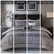 Madison Park Rhapsody 7 Piece Jacquard Comforter Set in Grey/Taupe