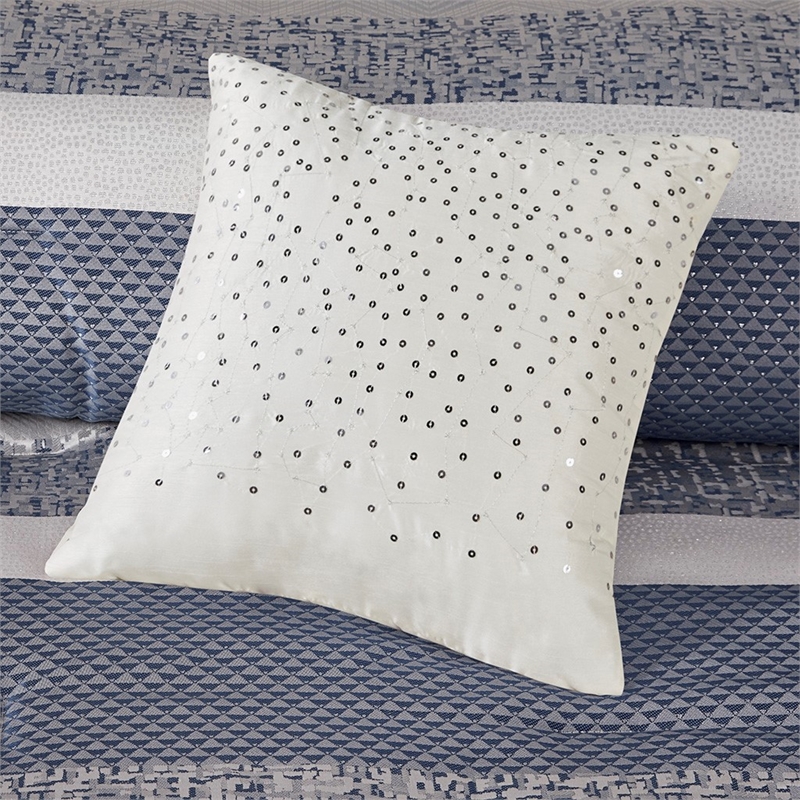 Madison Park Rhapsody 7 Piece Jacquard Comforter Set in Navy