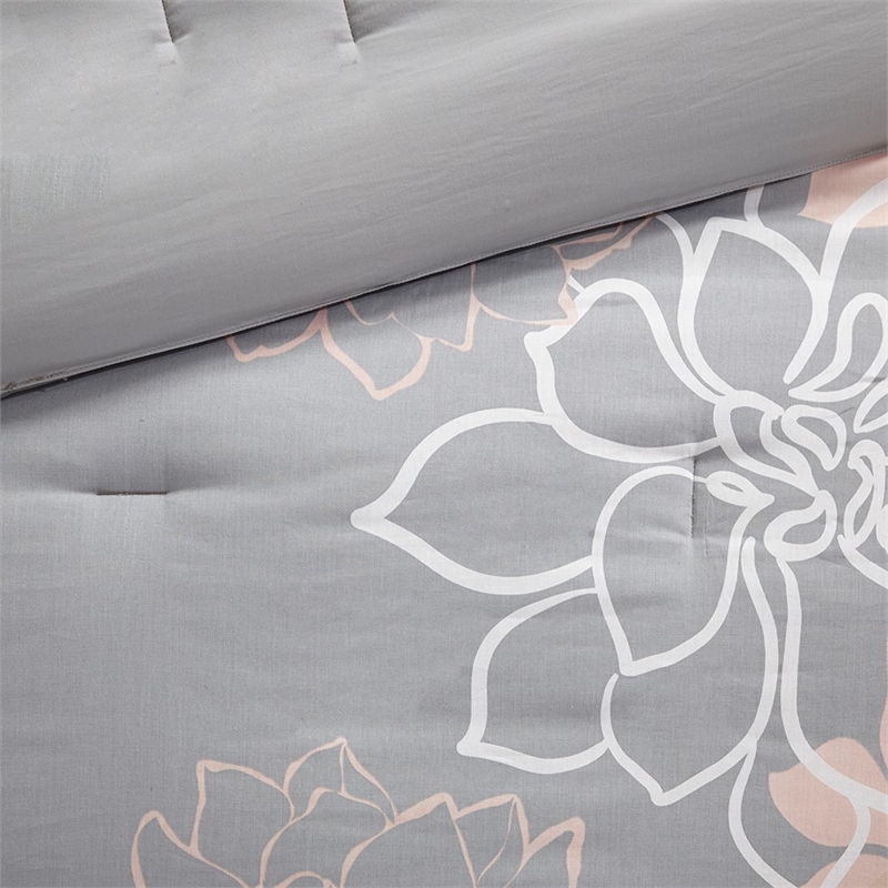 Madison Park Lola Comforter Set in Grey and Blush