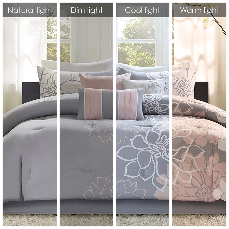 Madison Park Lola Comforter Set in Grey and Blush