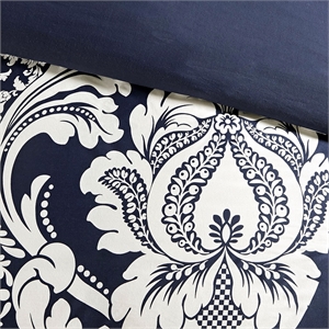 Madison Park Vienna 7 Piece Cotton Printed Comforter Set in Indigo