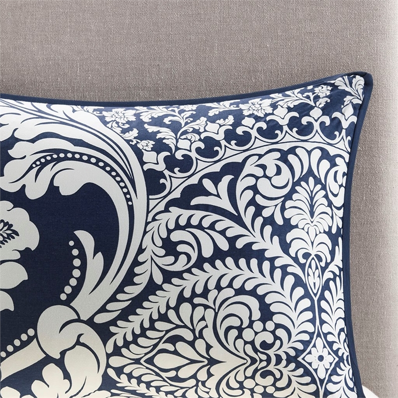 Madison Park Vienna 7 Piece Cotton Printed Comforter Set in Indigo