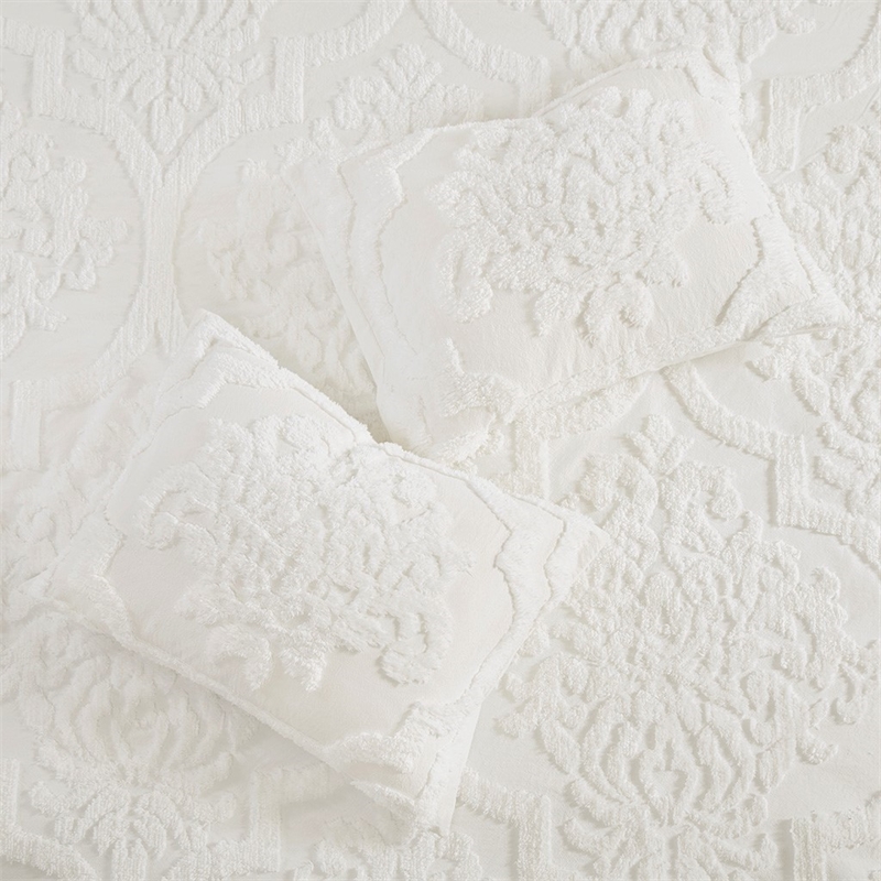 Madison Park Viola 3 Piece Tufted Cotton Chenille Damask Comforter Set