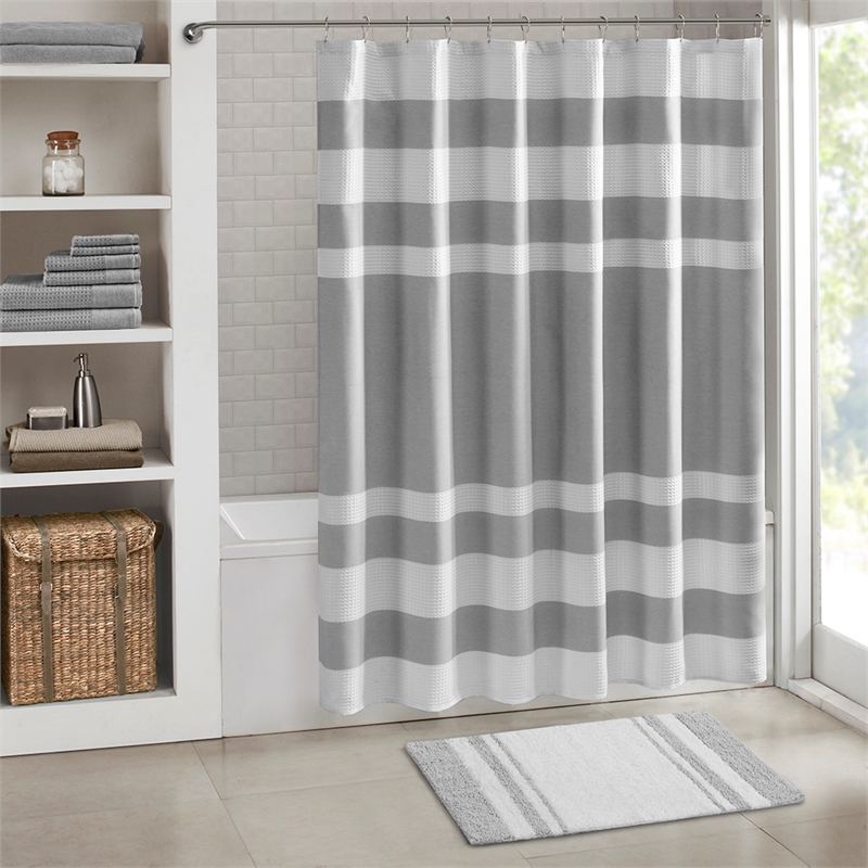 Madison Park Spa Cotton Reversible Bath Rug in Grey