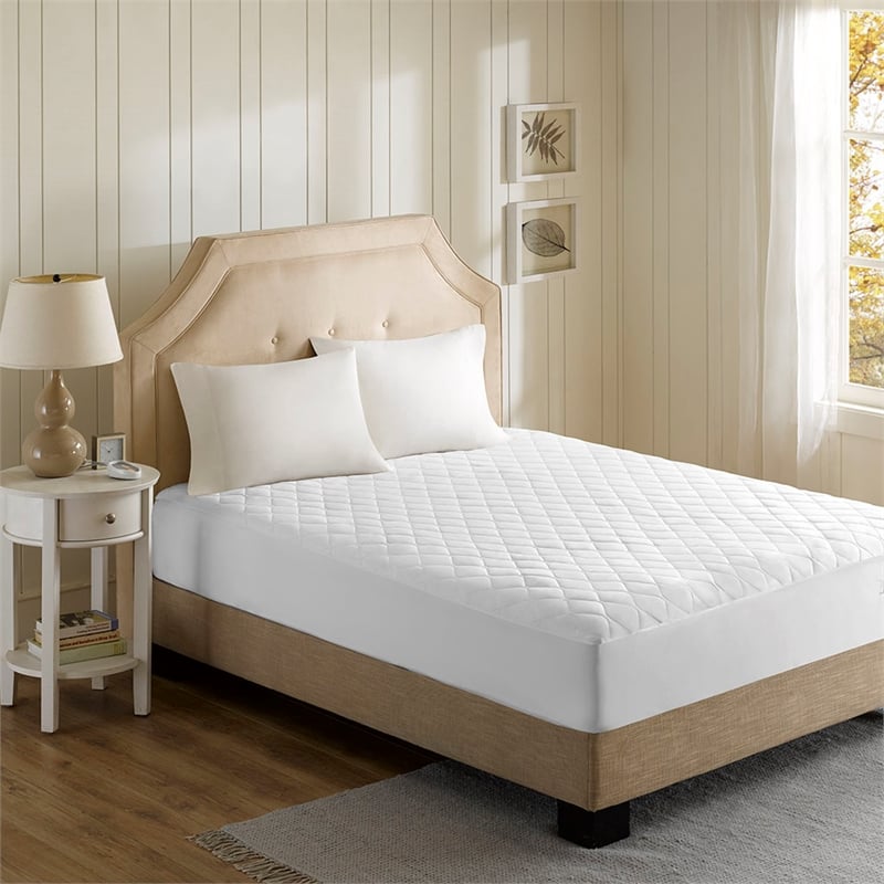 Beautyrest Heated Microfiber Mattress Pad with 3M Scotchgard in White