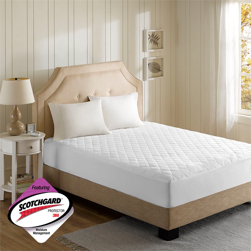 Beautyrest Heated Microfiber Mattress Pad with 3M Scotchgard in White