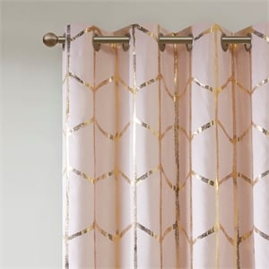Intelligent Design Raina Total Blackout Metallic Print Grommet Top Curtain Panel