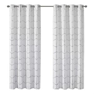 Intelligent Design Raina Total Blackout Metallic Print Grommet Top Curtain Panel