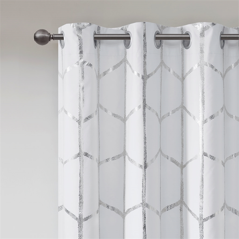 Intelligent Design Raina Total Blackout Metallic Print Grommet Top Curtain Panel