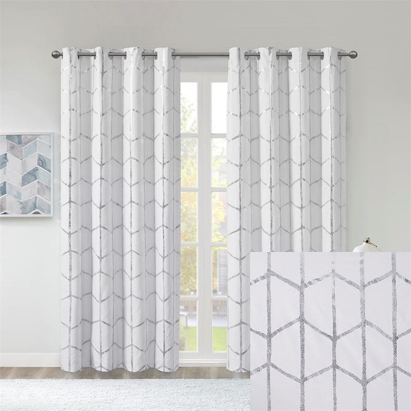 Intelligent Design Raina Total Blackout Metallic Print Grommet Top Curtain Panel