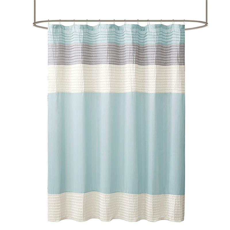 Madison Park Amherst Faux Silk Shower Curtain in Aqua