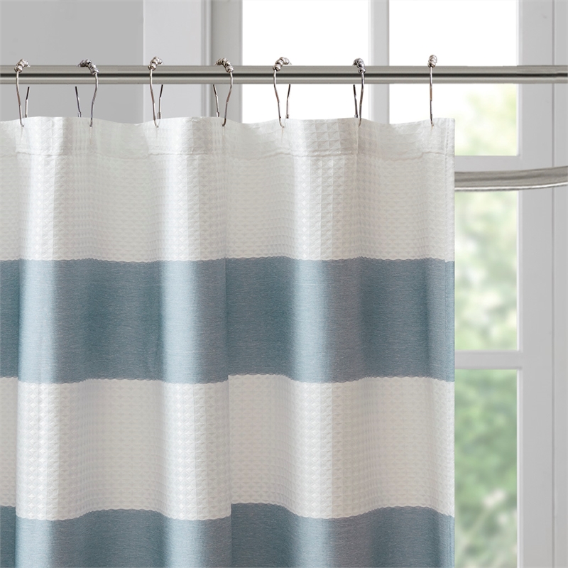Madison Park Spa Waffle Shower Curtain with 3M Treatment in Blue