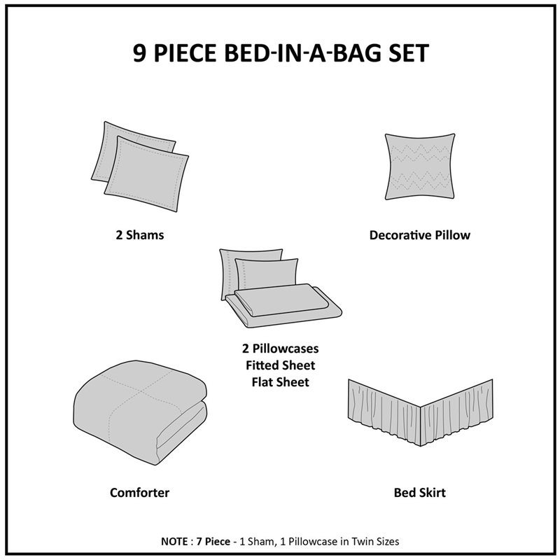 Madison Park Essentials Maible 9 Piece Comforter Set with Cotton Bed Sheets