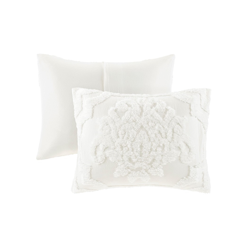 Madison Park Viola 3 Piece Tufted Cotton Chenille Damask Duvet Cover Set