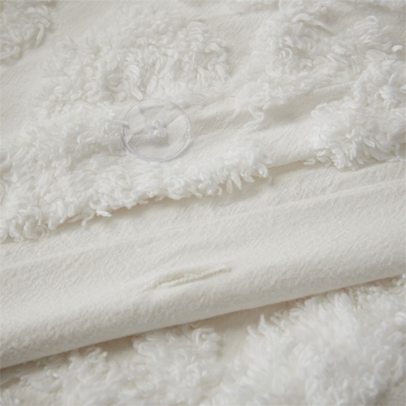 Madison Park Viola 3 Piece Tufted Cotton Chenille Damask Duvet Cover Set