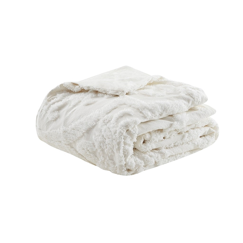 Madison Park Viola 3 Piece Tufted Cotton Chenille Damask Duvet Cover Set