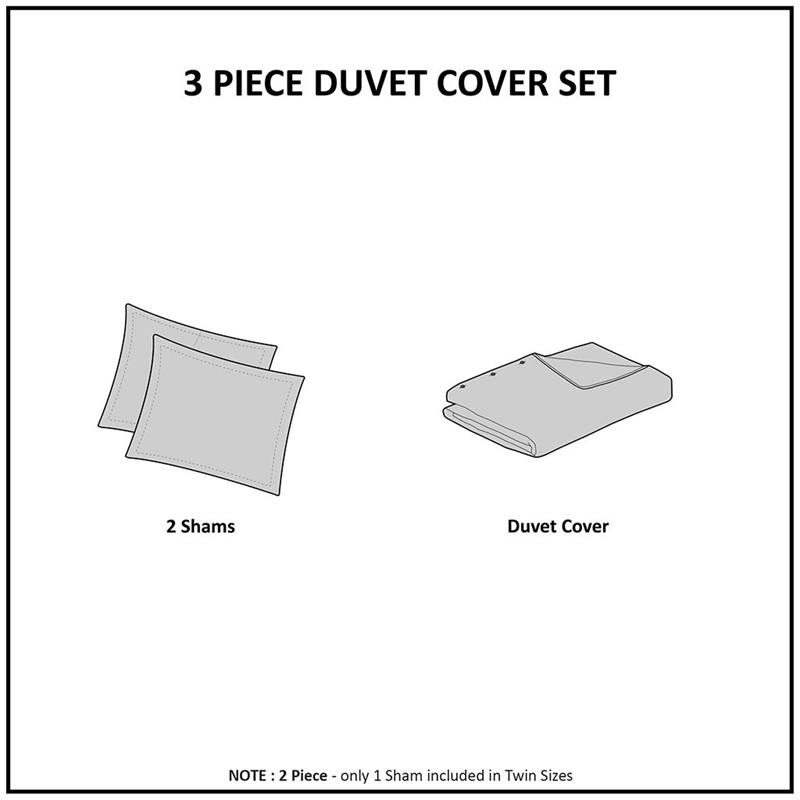 Madison Park Viola 3 Piece Tufted Cotton Chenille Damask Duvet Cover Set