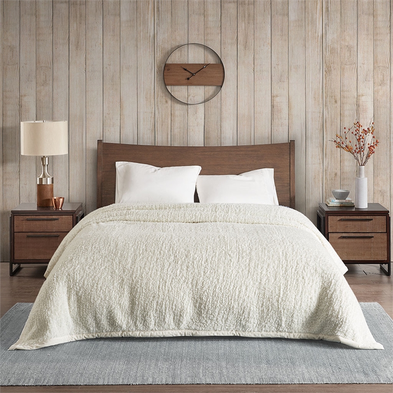 Woolrich Burlington Berber Blanket in Ivory