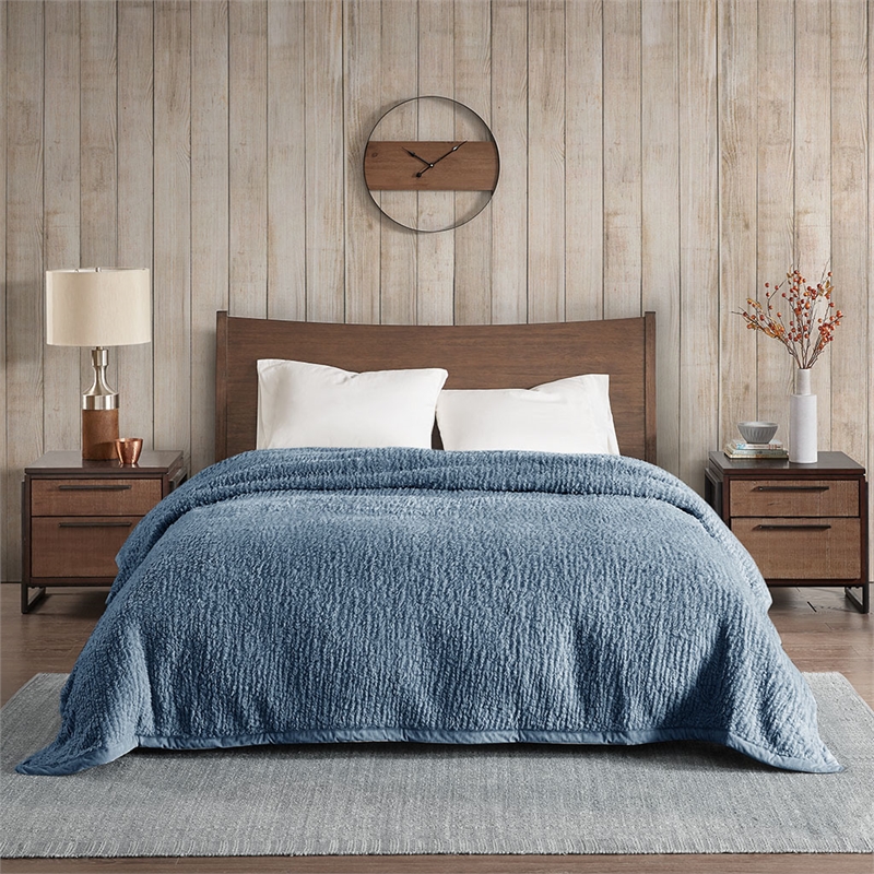 Woolrich Burlington Berber Blanket in Blue