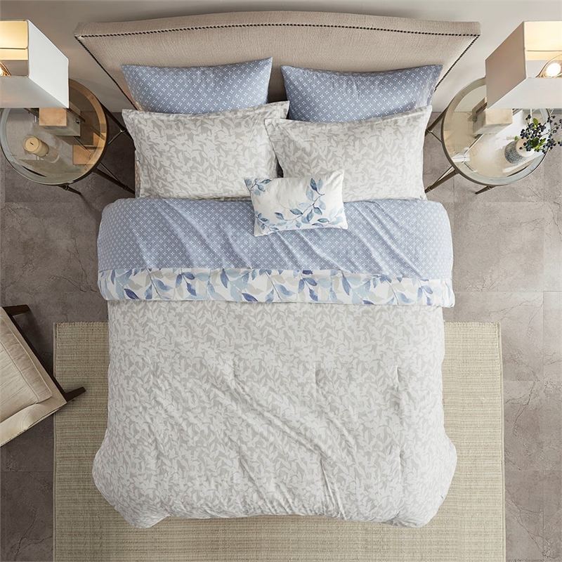 Madison Park Essentials Sofia Reversible 8 Piece Comforter Set with Bed Sheets