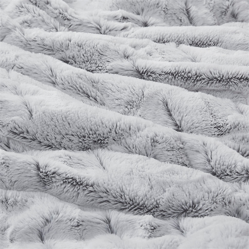 Madison Park Gia Back Print Long Fur Comforter Mini Set in Grey