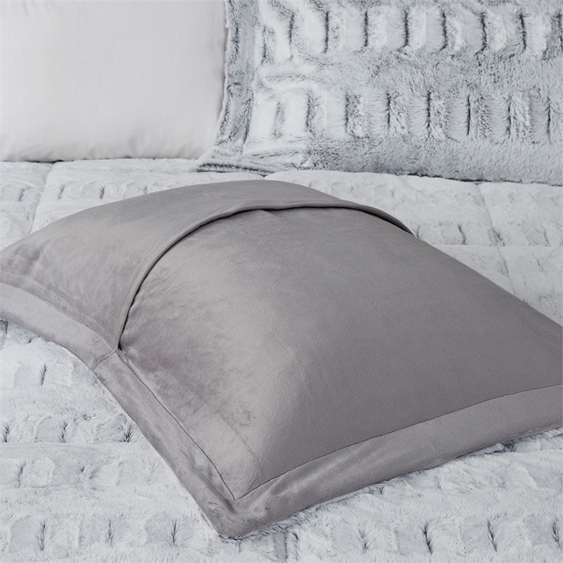Madison Park Gia Back Print Long Fur Comforter Mini Set in Grey