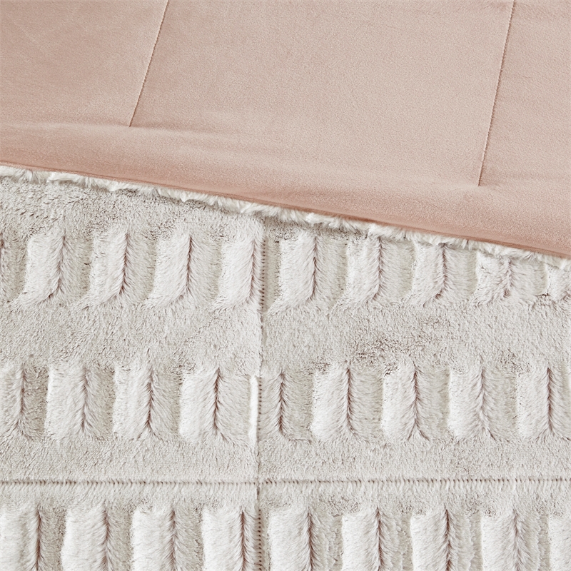 Madison Park Gia Back Print Long Fur Comforter Mini Set in Blush
