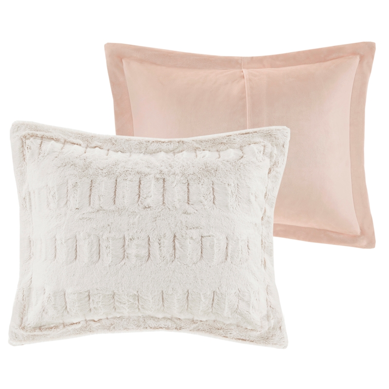 Madison Park Gia Back Print Long Fur Comforter Mini Set in Blush