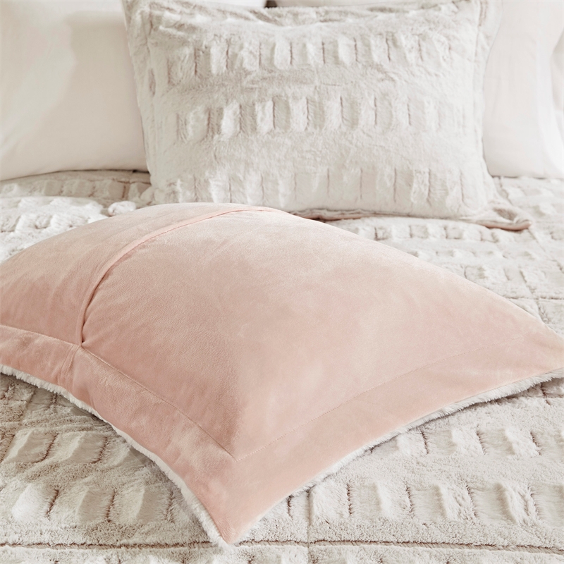Madison Park Gia Back Print Long Fur Comforter Mini Set in Blush
