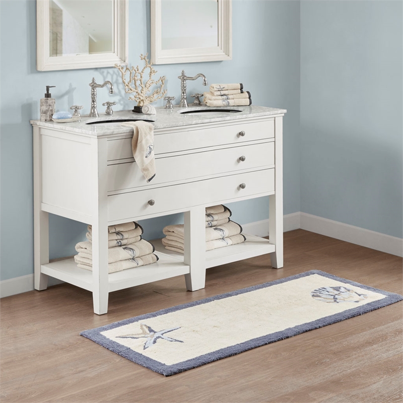 Madison Park Bayside Reversible High Pile Tufted Bath Rug in Blue