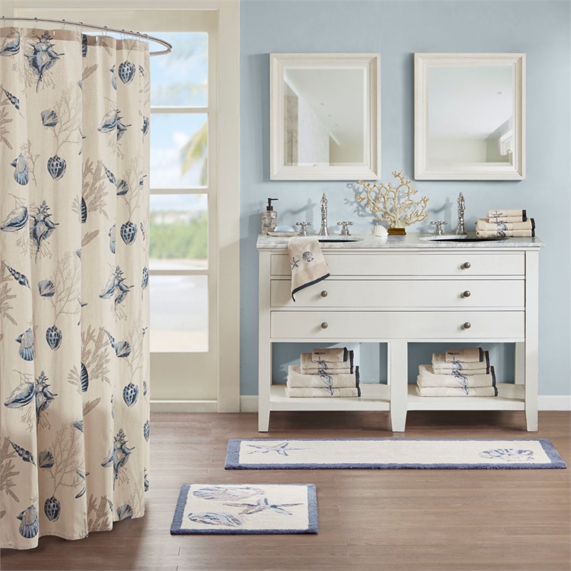 Madison Park Bayside Reversible High Pile Tufted Bath Rug in Blue