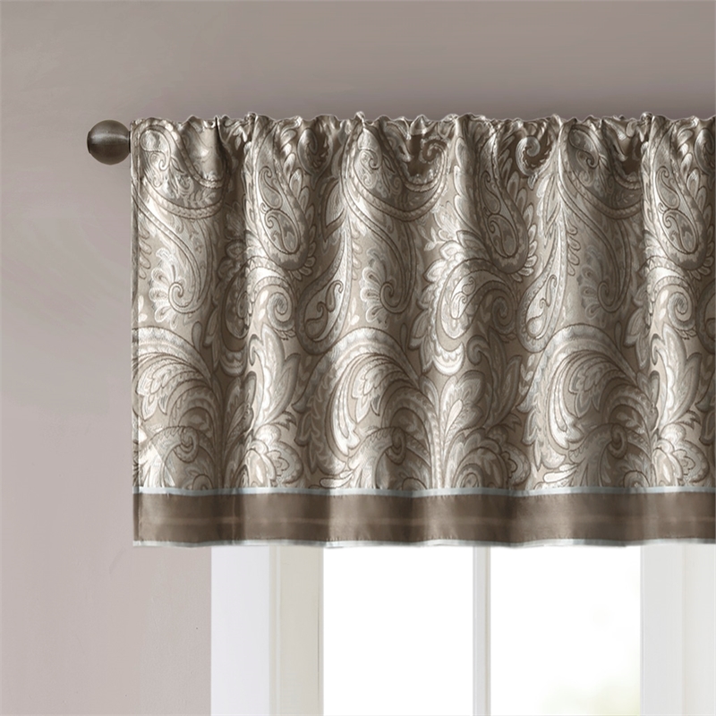 Madison Park Aubrey Jacquard Window Valance in Blue and Brown